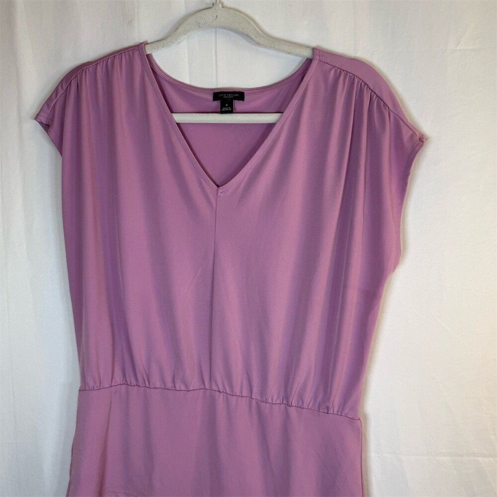 Ann Taylor Factory Blouse Womens Size M Purple V-Neck Peplum Top - Picture 1 of 8